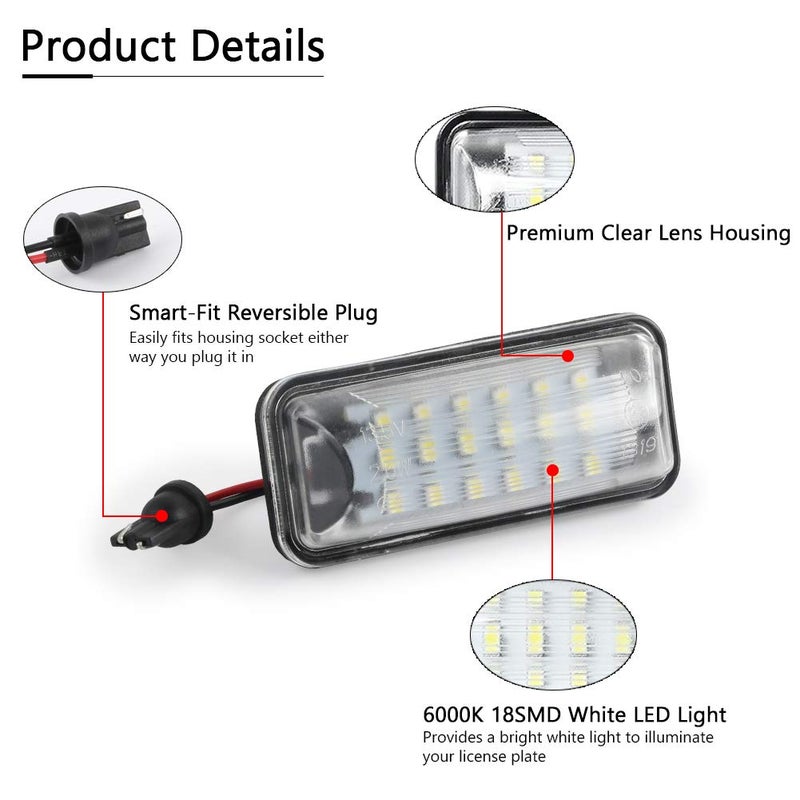 Gempro License Plate Light, 2-Pack LED License Plate Lamp Assembly for Subaru BRZ Scion FR-S Impreza WRX STi Legacy Crosstrek Toyota 86, Powered by 18SMD Xenon White LED Lights - Image 5